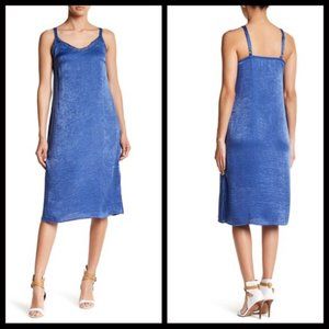 NWT Bobeau Satin Lace Trim Navy Blue Slip Dress M